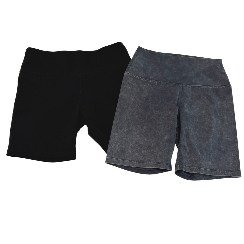 Jockey‎ Womens High Rise Biker Shorts Lot of 2 Black Mineral Wash Grey Medium